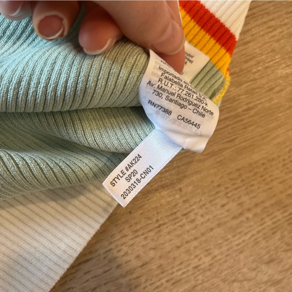 NWT J. Crew Ribbed Strip Midi Sweater Dress V-Neck Yellow Blue Orange Size L - Picture 5 of 6